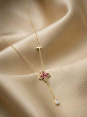 Floral Lariat Drop Necklace